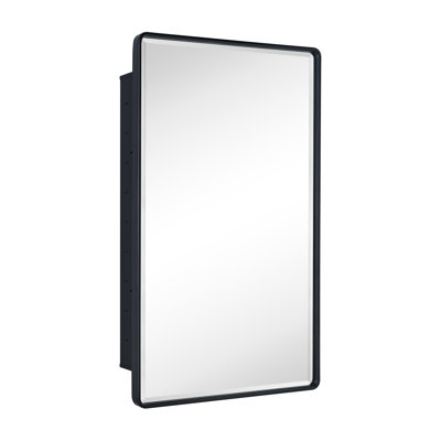 Farmhouse Recessed Metal Bathroom Medicine Cabinets with Mirror with Adjustable Tempered Glass Shelves
