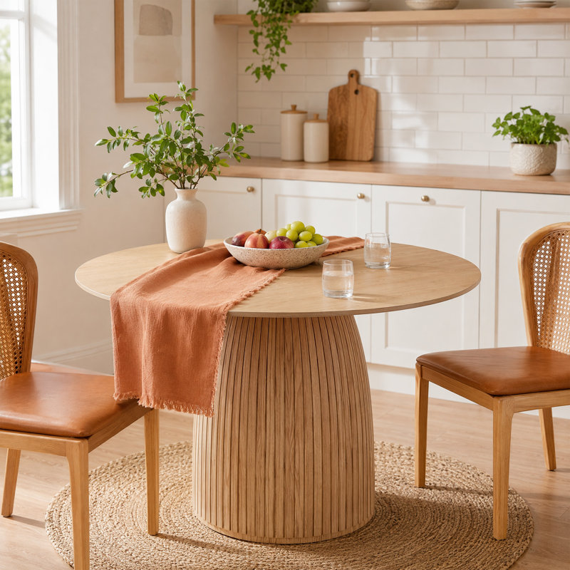 Table de salle à manger Modern, H 47,24 po x l 47,24 po x P 29,56 po, Chêne