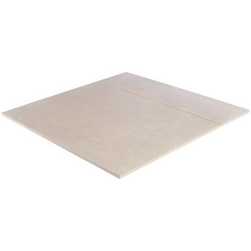 Lines 24x24 Matte Brass Inlay Porcelain Tile, Greige