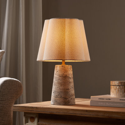 18.5" Concrete Table Lamp With Soft Fiber Shade
