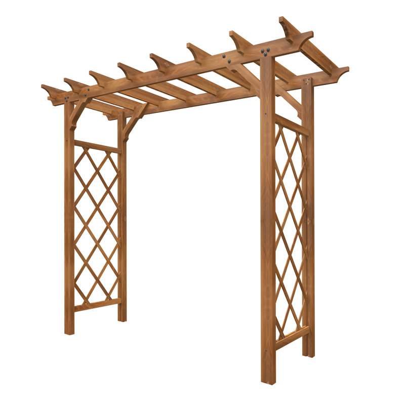 Golden Brown Cedar Garden Arbor with Lattice Panels