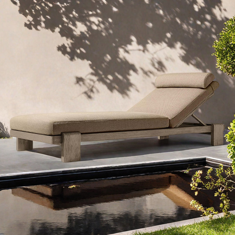 Outdoor courtyard lounge chair, Tan, Light Yellow