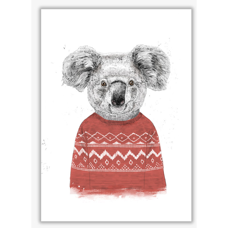 Winter Koala by Mercedes Lopes Charro - Print, No Frame, 29.7 cm H x 21 cm W x 1 cm D