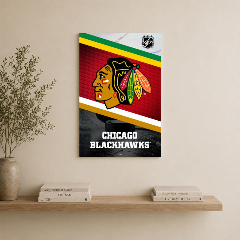 Décoration murale des Blackhawks de Chicago (NHL), H 36 po x l 24 po, Toile tendue, Ne s’applique pas