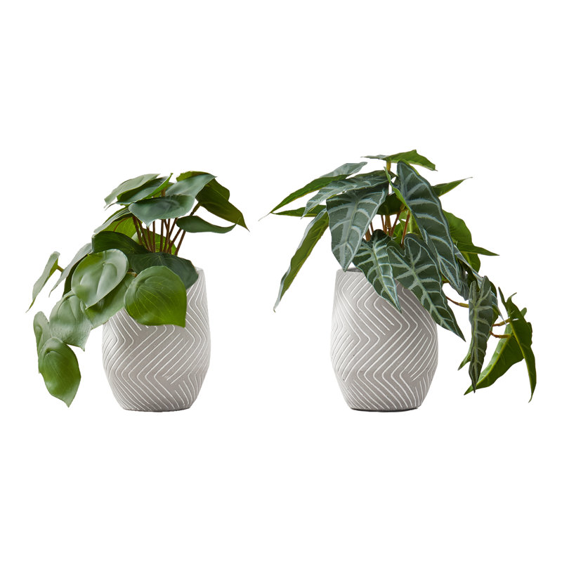 Ensemble de 2 plantes d'intérieur en soie de 8 pouces Alocasia