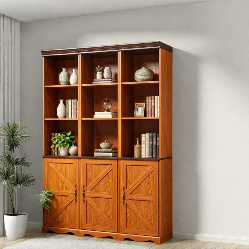 Bibliothèques avec rangement, grande armoire de ferme en bois aggloméré pour bureau à domicile