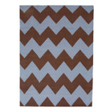 Blue & Brown Chevron Dhurrie Cotton Rug - 10' x 14'13"