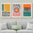 Abstract Vibrant Color Blocks " Mid-Century Multicolor Color Block Shape Abstract Geometric " 3 - Pieces-75849582-75849584