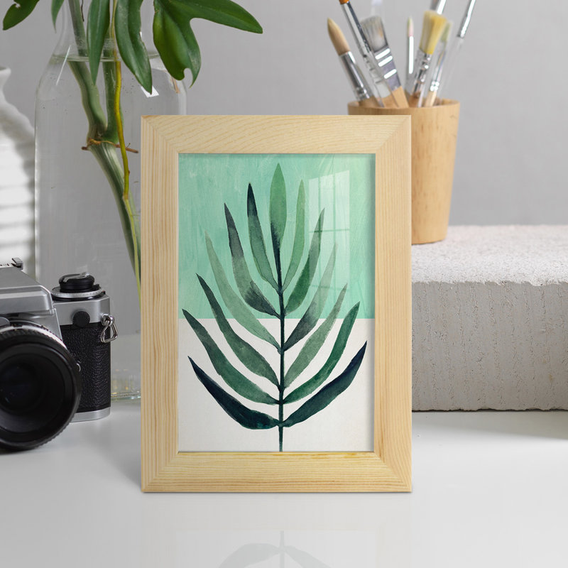 Verging Palm III, encadré sur papier, L 5 po x H 7 po x P 1 po, Encadré naturel