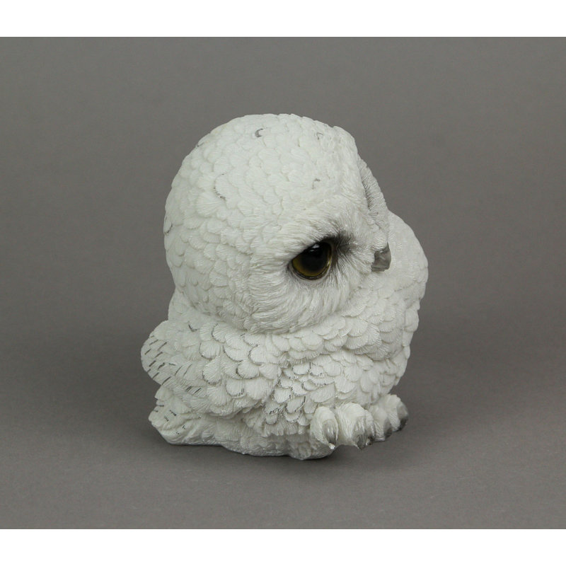 Figurine miniature de bébé chouette harfang des neiges en résine blanche coulée à froid, émaillée à la main, 12 cm de haut.