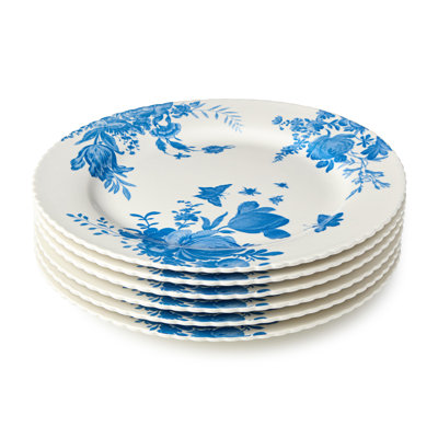 Ensemble de 6 assiettes plates en porcelaine Gabrielle Blue