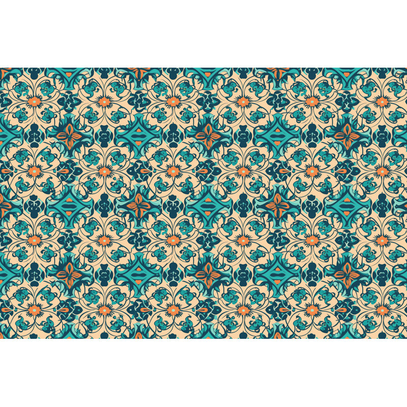 Machine Printed Throw Blanket, Throw, Teal/Brown, Geometric