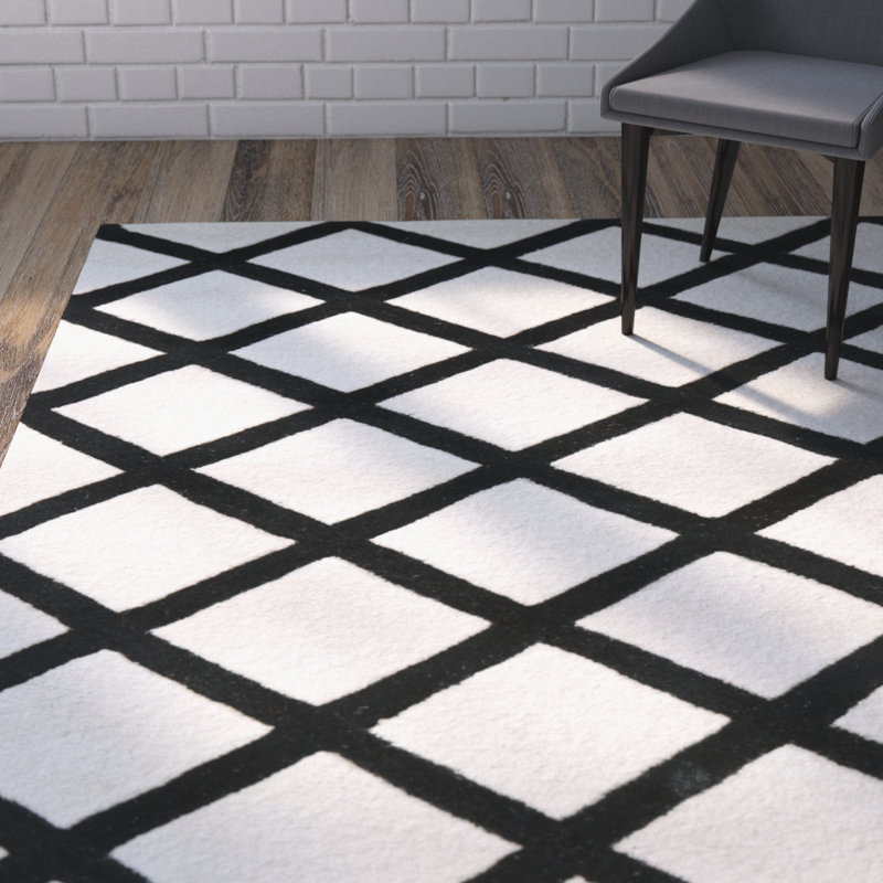 Teresita Hand Tufted Wool Geometric Rug, Rectangle 6' x 9'