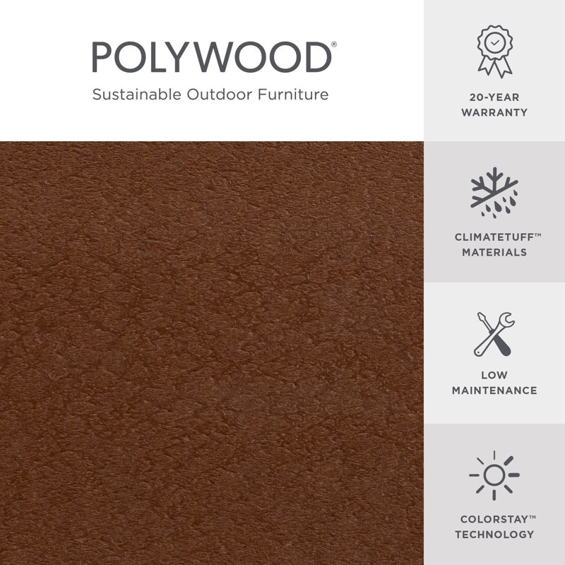 POLYWOOD Two Shelf Side Table, Dark Teak