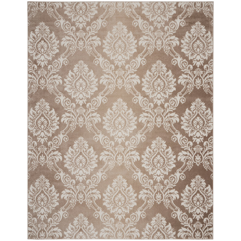 Tapis floral ivoire Rheba, Rectangle 7 pi 10 po x 9 pi 10 po