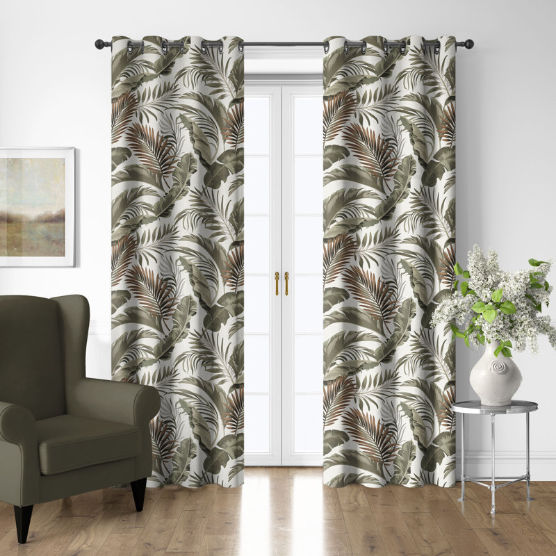 Ensemble de 2 panneaux de rideaux en coton avec œillets Frondosa, L 50 po x L 36 po