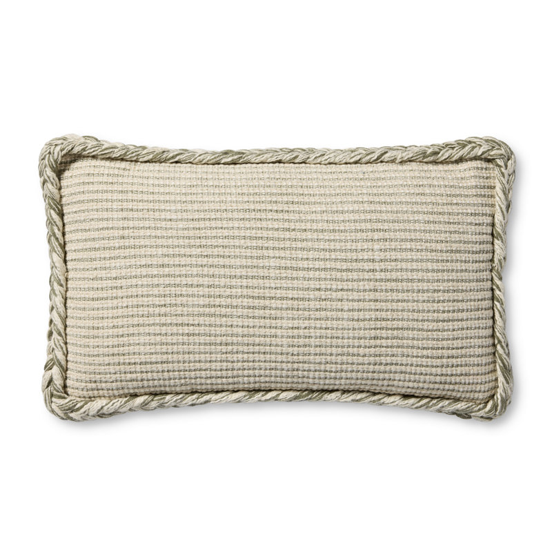 Amber Lewis Natural and Olive Striped Throw Pillow
