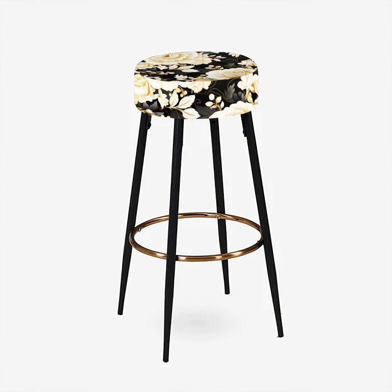Elodea - Ensemble de 2 tabourets de bar à imprimé, Harmony élégant beige et rose I