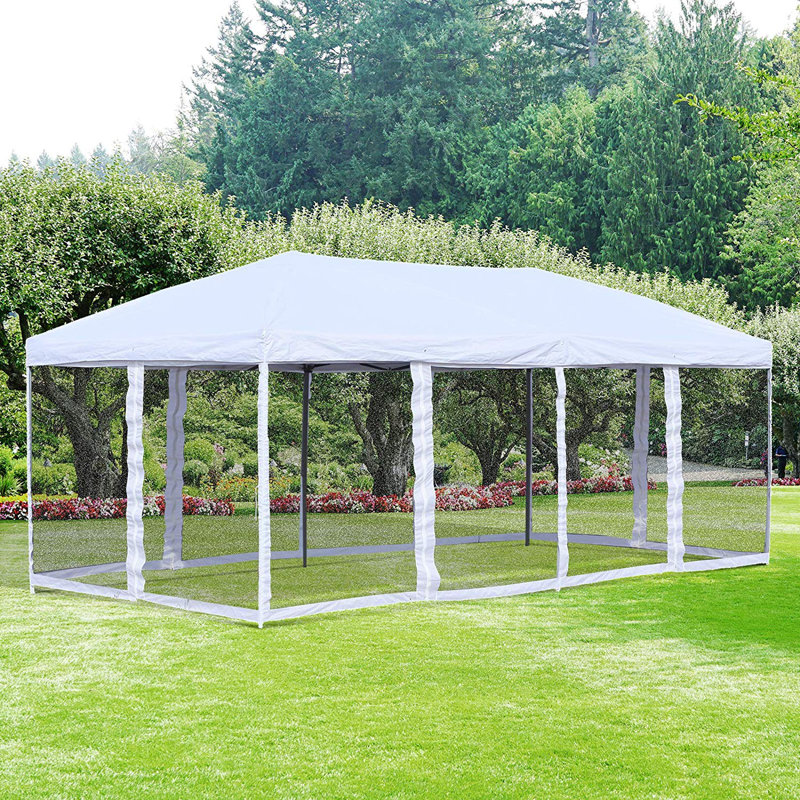 Outsunny 10' x 20' Pop Up Canopy Tent with Netting, Heavy Duty Instant Sun Shelter, Large Tents for Parties with Carry Bag for Outdoor, Garden, Patio, Cream White