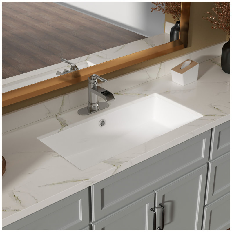 Lavabo de salle de bain rectangulaire encastré en céramique blanche 28 "x 14" avec trop-plein