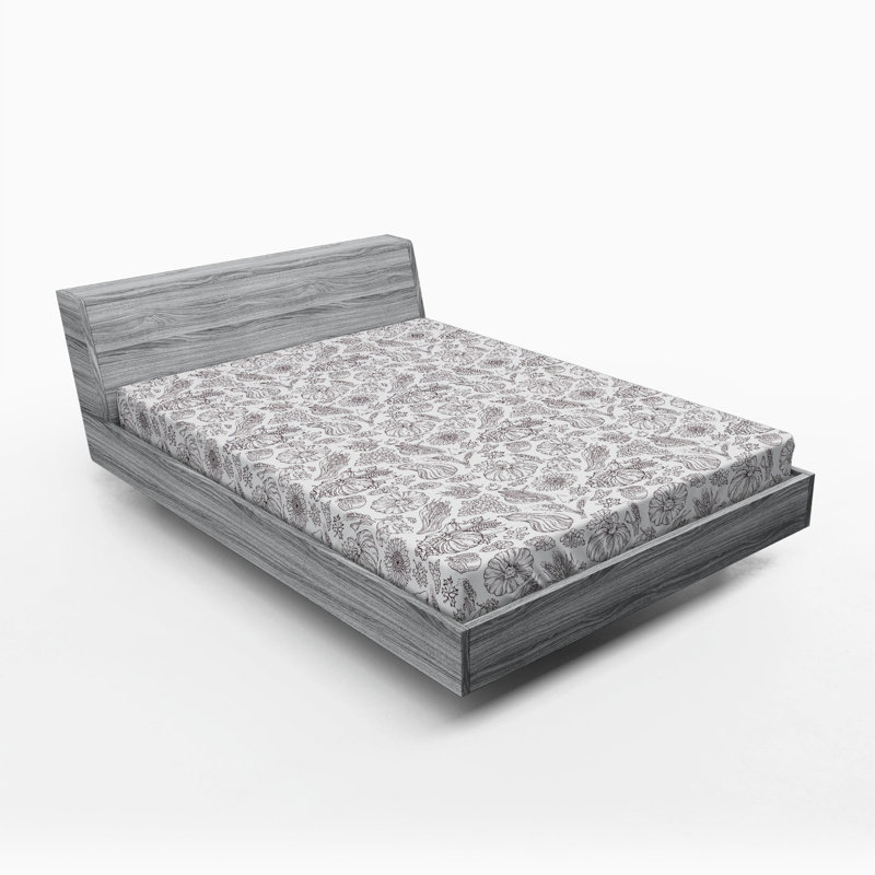 Microfiber Damask Fitted Sheet, Full Fitted Sheet, Gray Floral