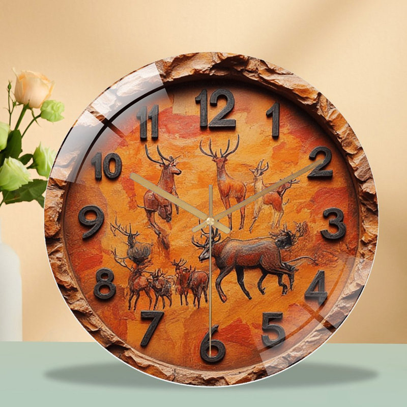 Horloge murale en bois Elk Deer