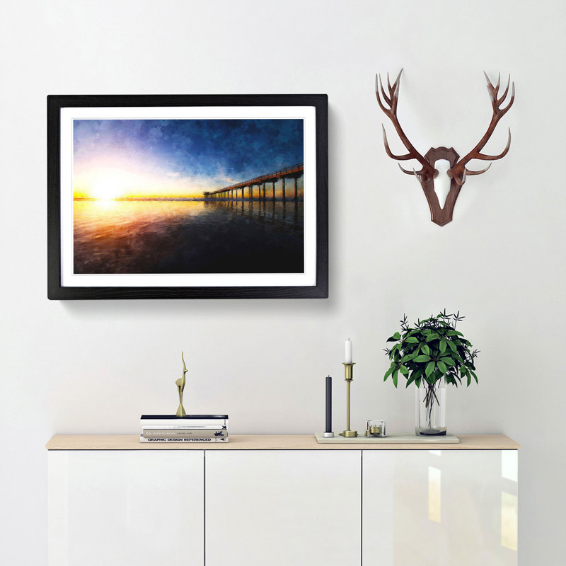 Pier in San Diego - Rectangle Print on MDF, 62cm H x 87cm W x 2cm D, Black