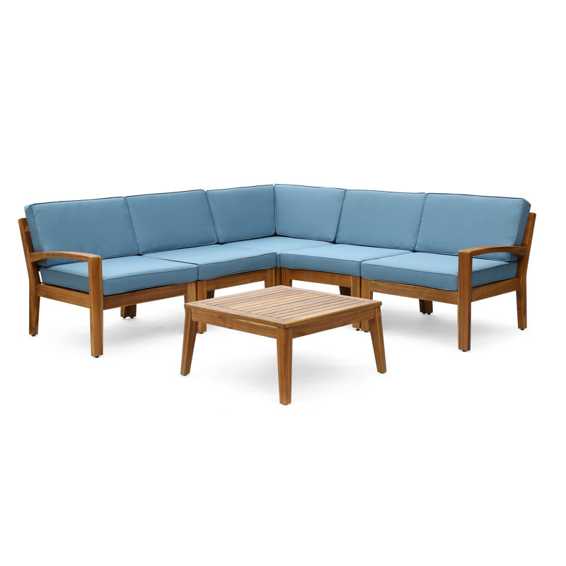 Ajanai Acacia 4-Person Patio Conversation Set, Blue