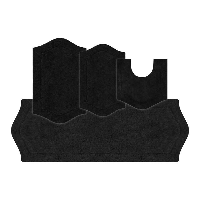 Ensemble de tapis pour salle de bain 4 pièces Morissette, Noir