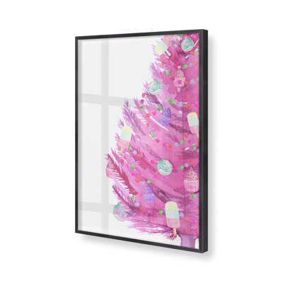 Playful Pink Christmas Tree Print