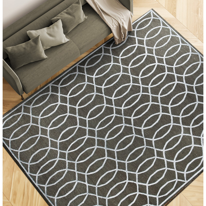 Geometric Area Rug in Dark Gray