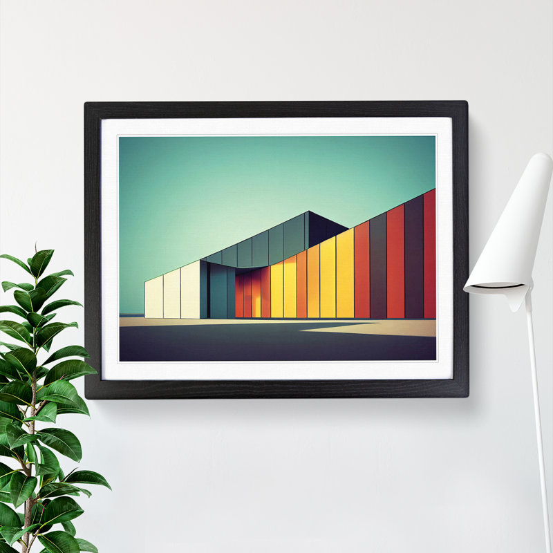 XH1022-6067X Modern Building Architecture Vol.1 - Single Picture Frame Print, Black, 46cm H x 64cm W x 2cm D