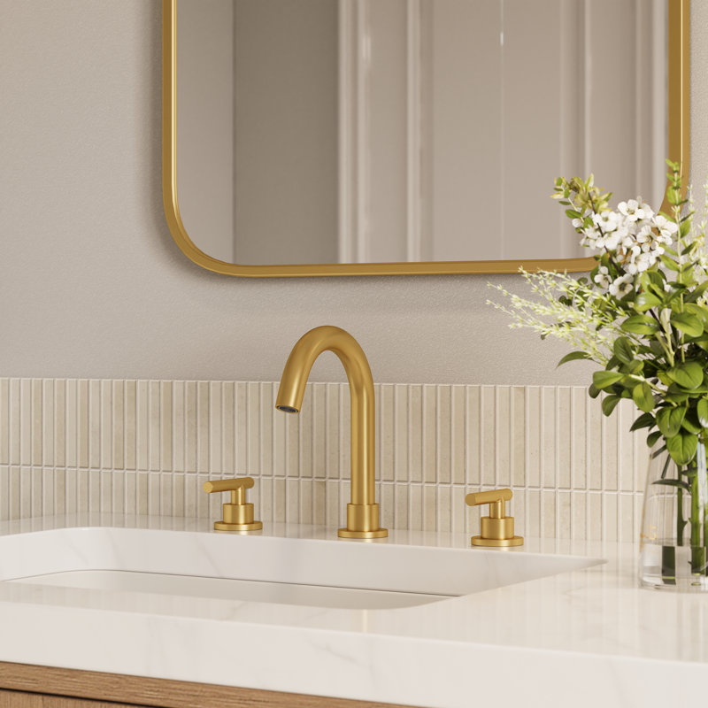 Widespread Bathroom Faucet 3 Hole, 2-Handle Bathroom Sink Faucet with Drain Assembly, Brushed Gold