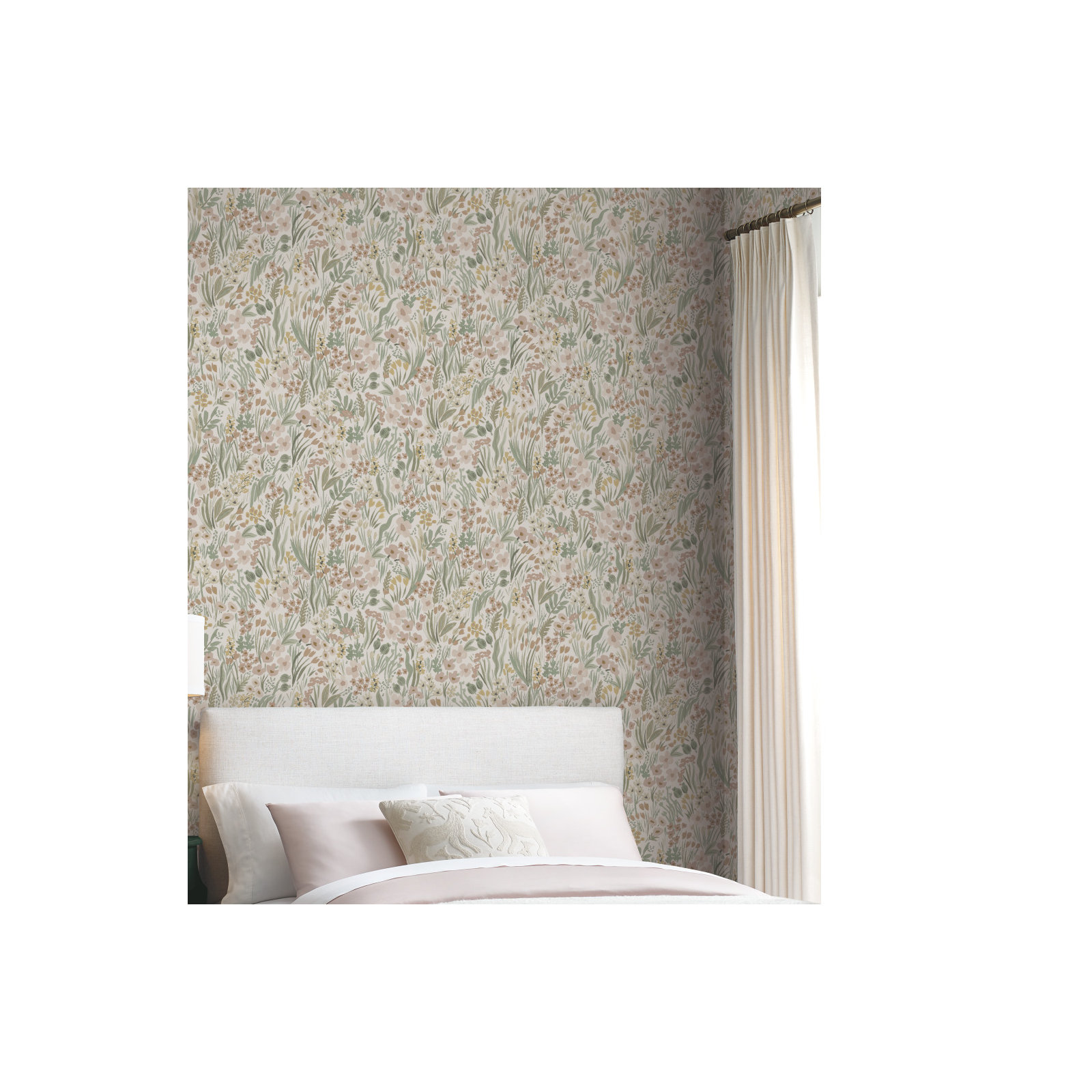 Lea Peel & Stick Wallpaper, Light Pink/White/Gray