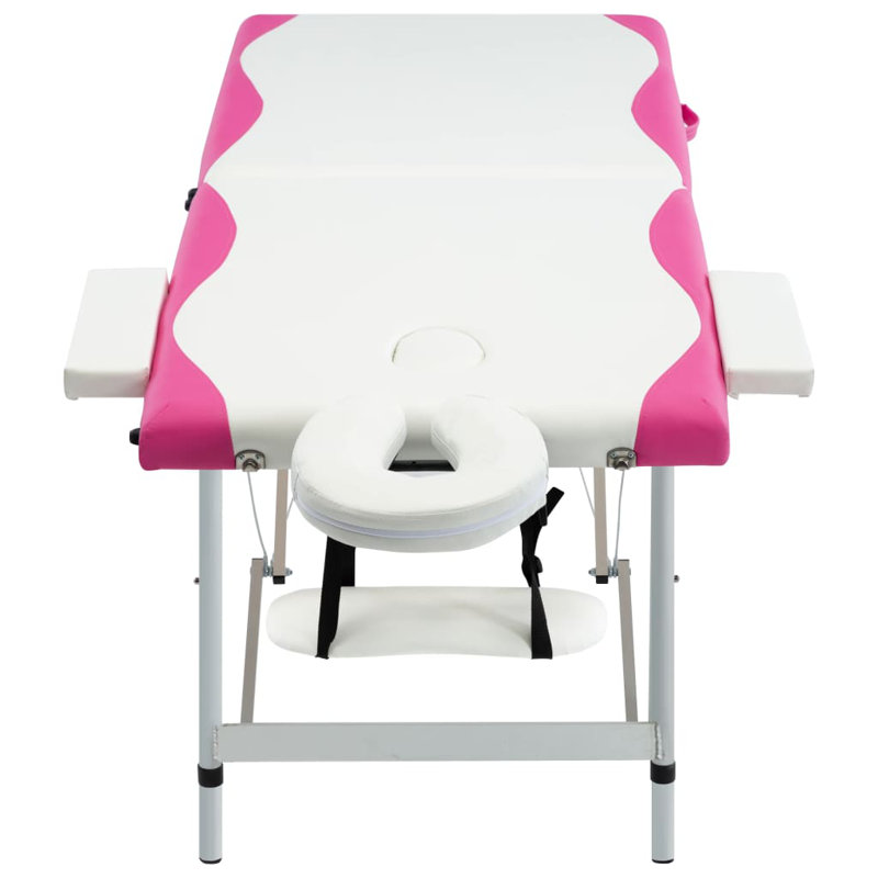75.2'' Rectangular Adjustable Folding Table, Blanc / rose