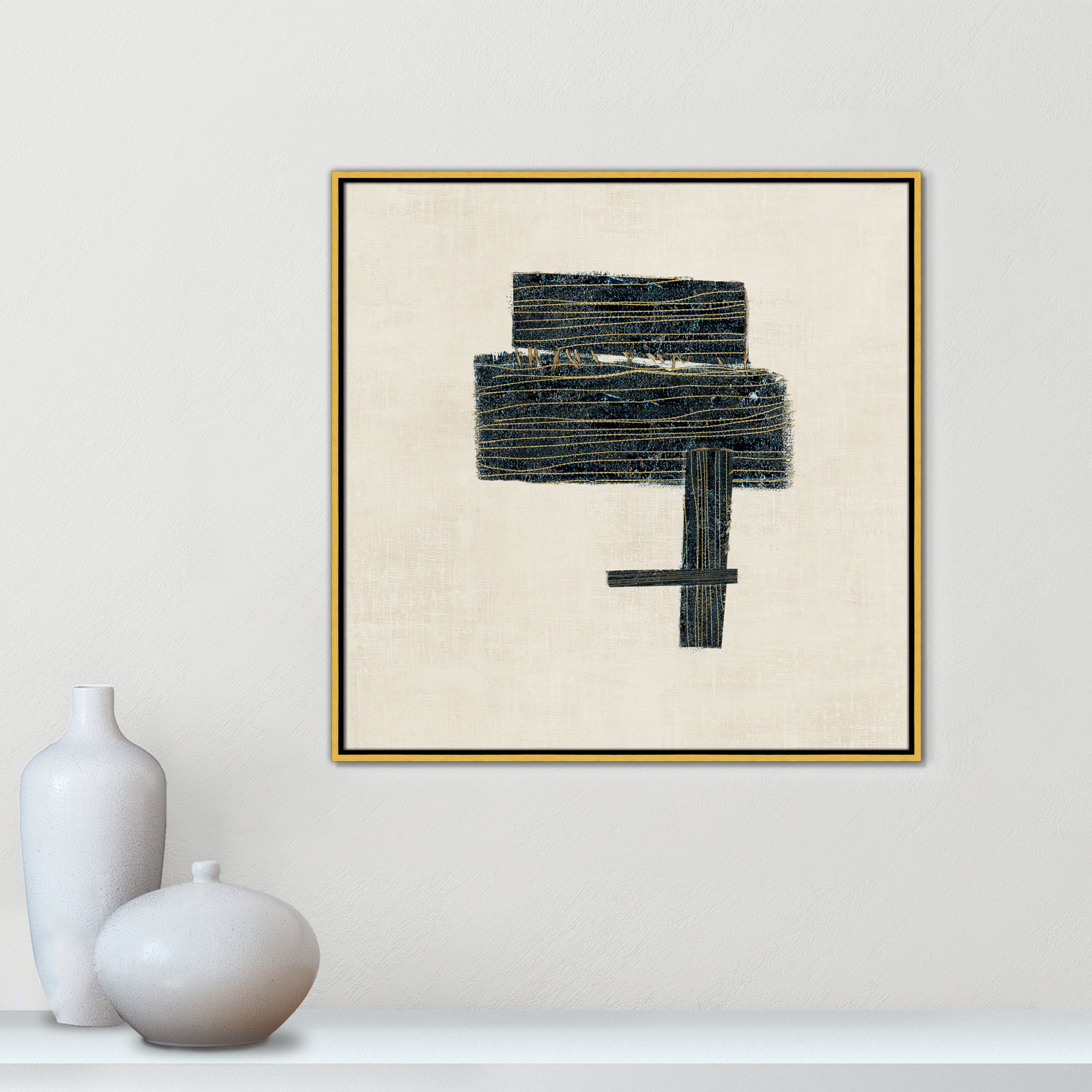 Stiched I Print by , 31.5" H x 31.5" W, Gold