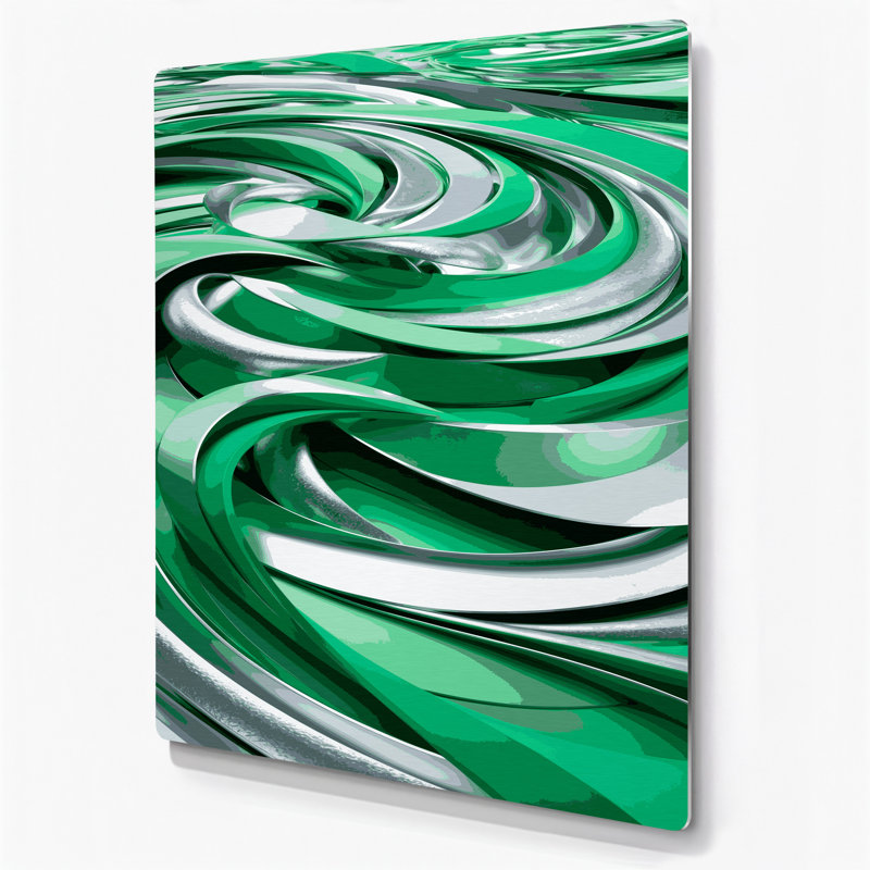 Abstract Landscape 53 Green Metal Wall Art, 11" H x 14" W