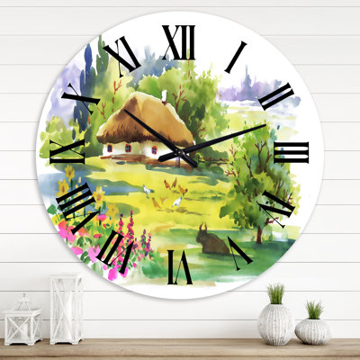 Maison de campagne en pleine floraison au Groenland - Horloge murale traditionnelle