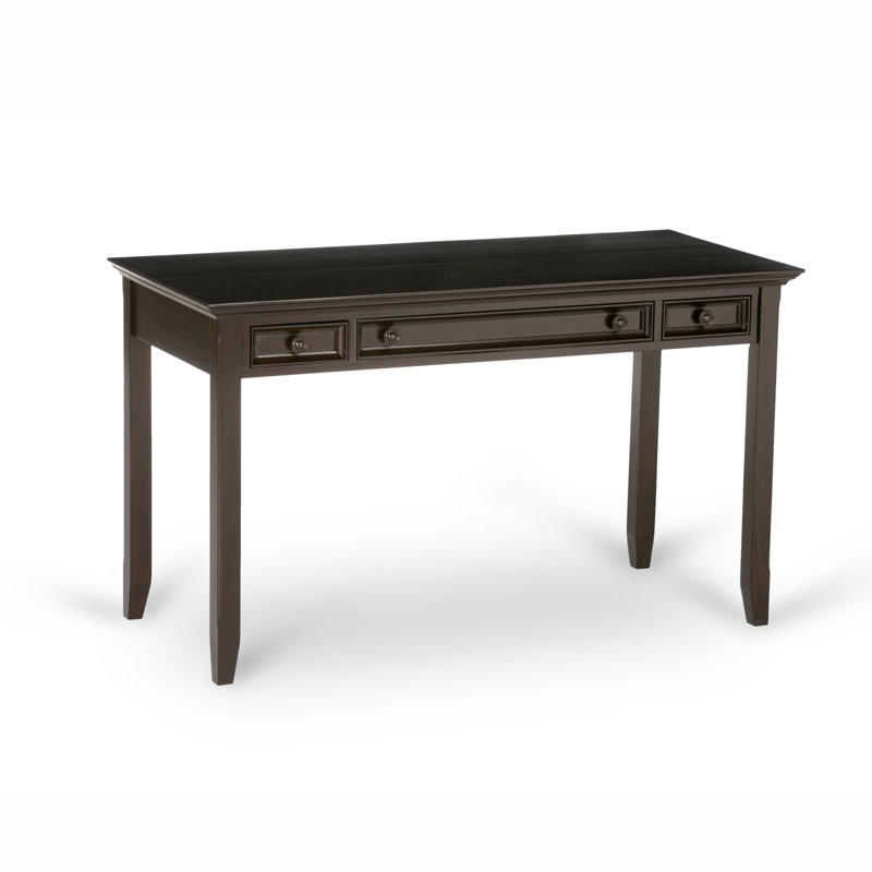 Amherst 54"W Solid Wood Computer Desk with Keyboard Tray and Drawers, Hickory Brown