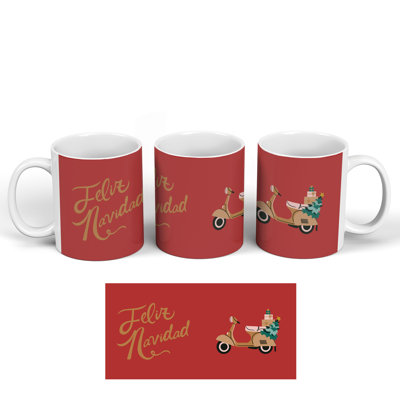Feliz Navidad Festive Scooter Christmas Ceramic Classic Mug
