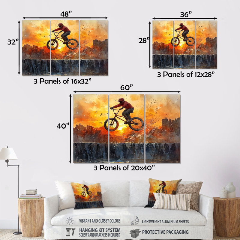 Orange Bmx Legacy - ensemble de décoration murale vélo, Métal métal, H 32 po x l 48 po x P 1 po