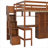 Solid Pine Full Size Multifunctional All-In-One Loft Bed Frame with Integrated Work and Storage Space, Warm Brown