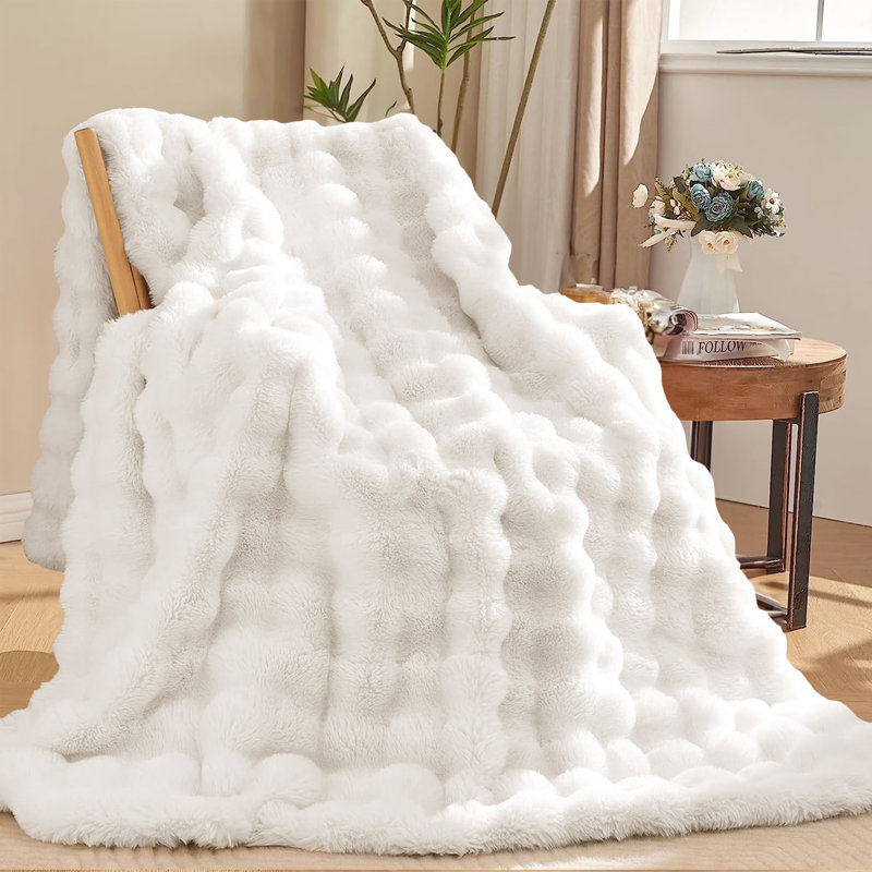 Throw Blanket, 240cm x 200cm, Cream