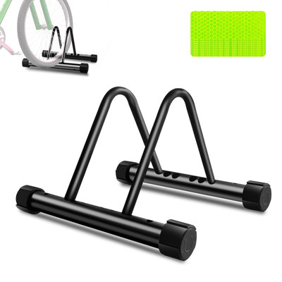 Support de plancher réglable robuste, autoportant et mural pour vélos de montagne, de route, pour enfants, rangement intérieur / extérieur, comprend 10 bandes réfléchissantes