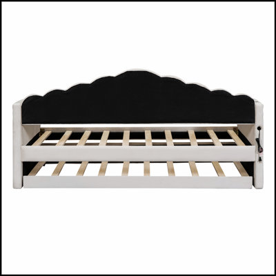 Upholstered Daybed with Trundle and USB Charging, Velvet Sofabed for Modern Comfort and Convenience