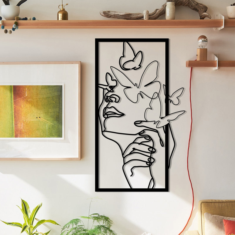 Élégant accessoire mural décoratif en métal, finition noire, 14,0 po x 23,6 po | Fabrication 100% métal, épaisseur: 0,05 pouce | Parfait pour la décoration intérieure, l'esthétique moderne, le design durable et élégant