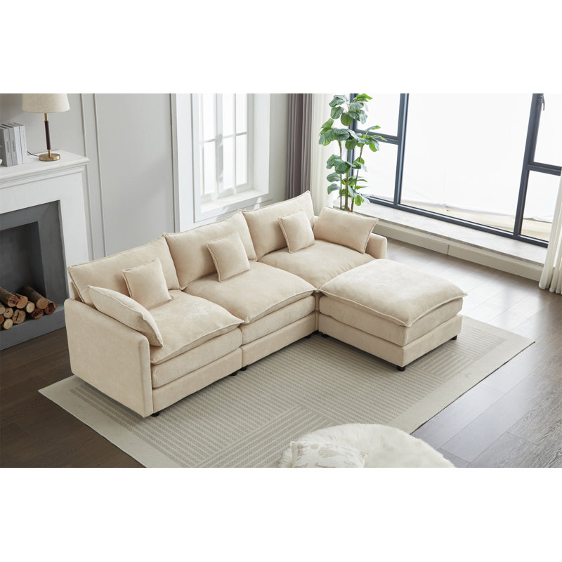 Canapé modulaire modulaire, Chenille blanche