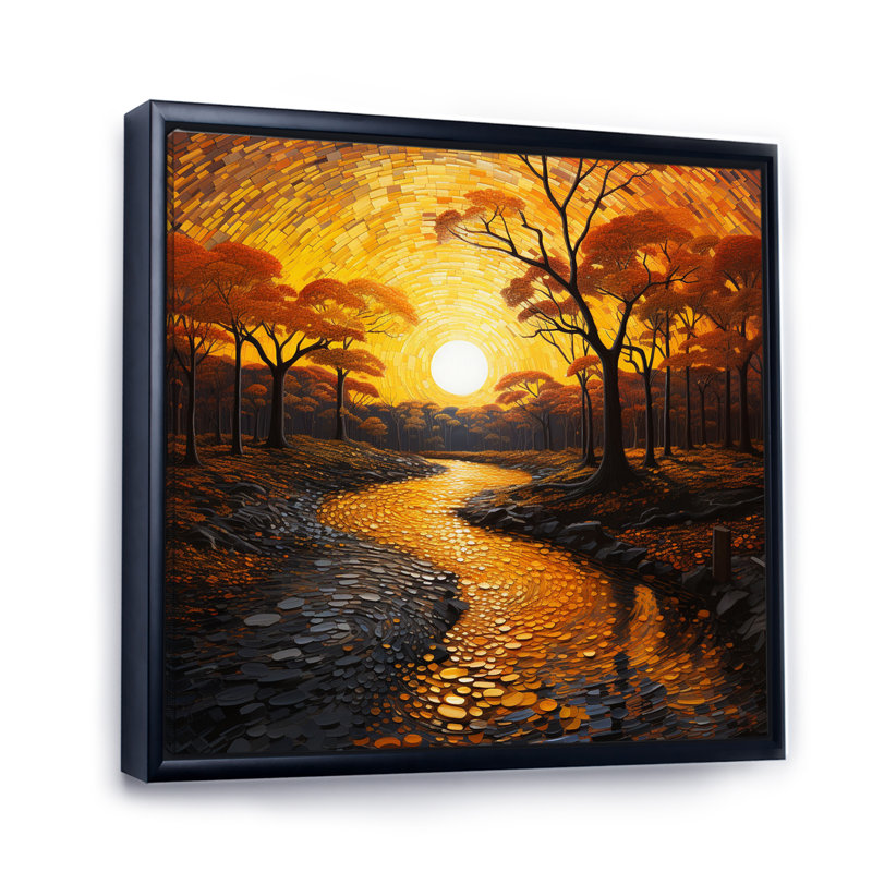 Coucher de soleil sur l'heure dorée - impression, H 36 po x l 36 po x P 1,5 po, Cadre flottant noir