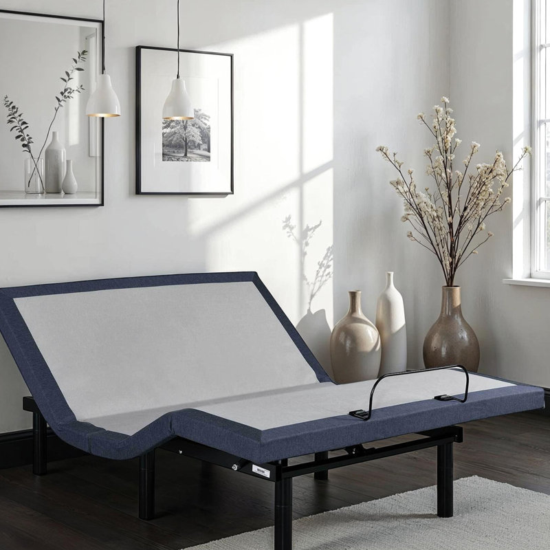 Base de lit ajustable simple TG avec réglages de la position de la tête et des pieds, trois modes de vibration, positions de gravité Tv / zéro, 2 positions de charge, lumières sous DEL, retour à une touche, pliage central, 850 lb