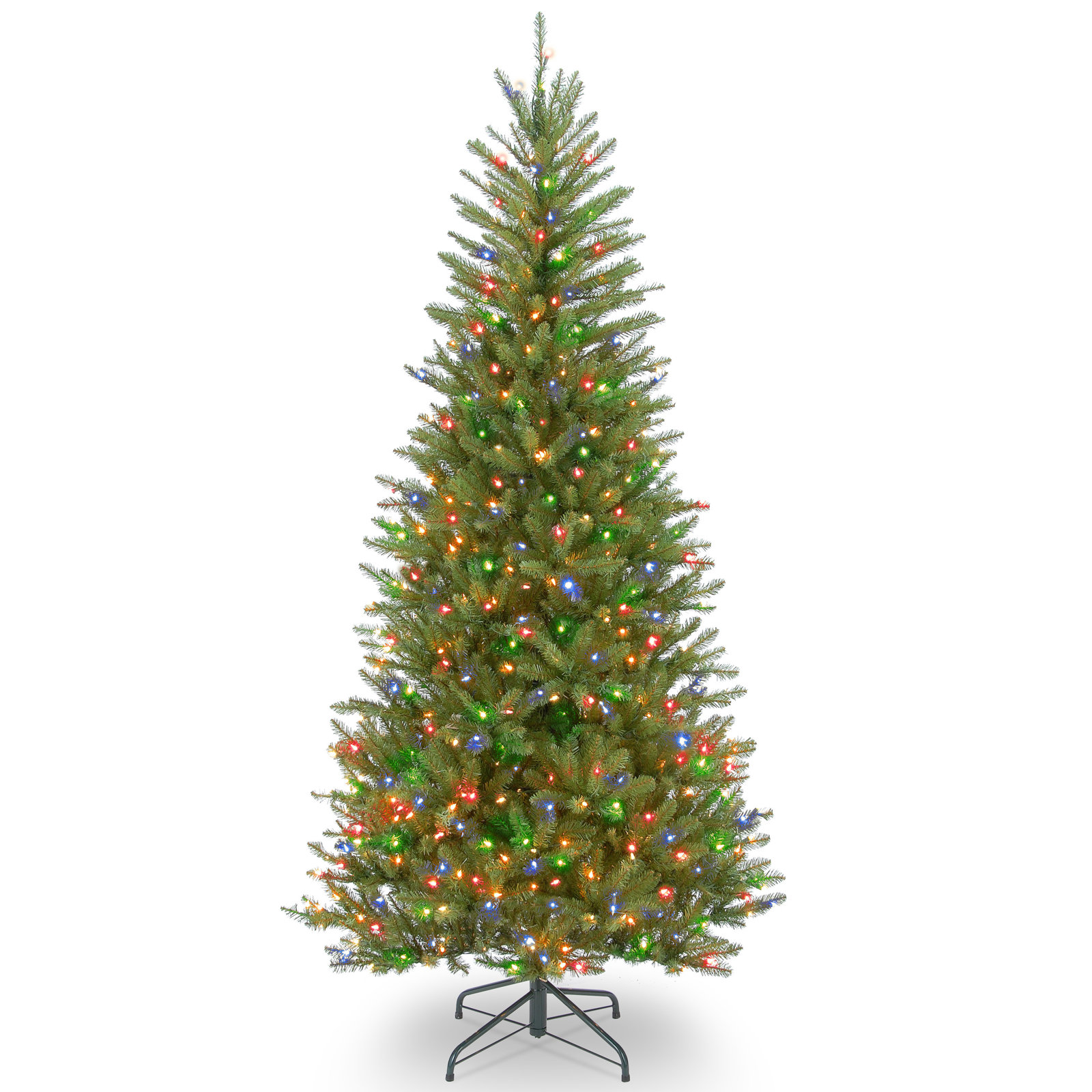 The Holiday Aisle® 6.5ft. Dunhill Fir Slim Tree with Clear Lights, 7.5', Multicolored